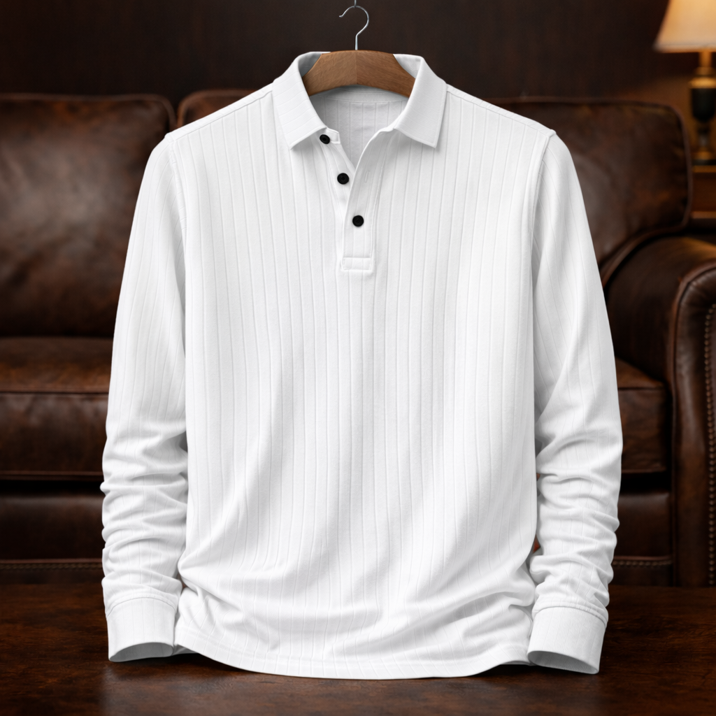 Encinitas Ribbed Long-Sleeve Polo