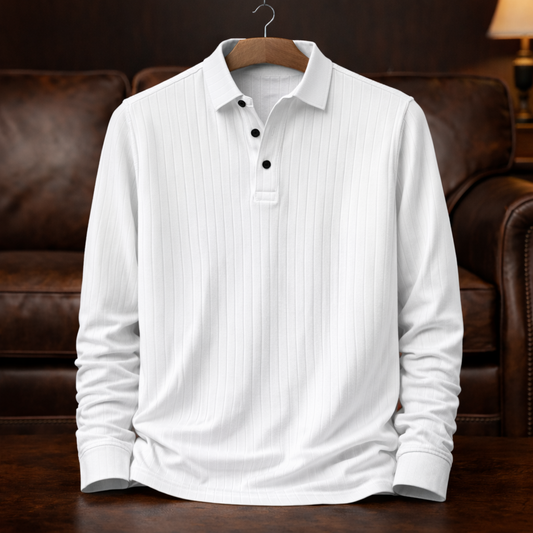 Encinitas Ribbed Long-Sleeve Polo