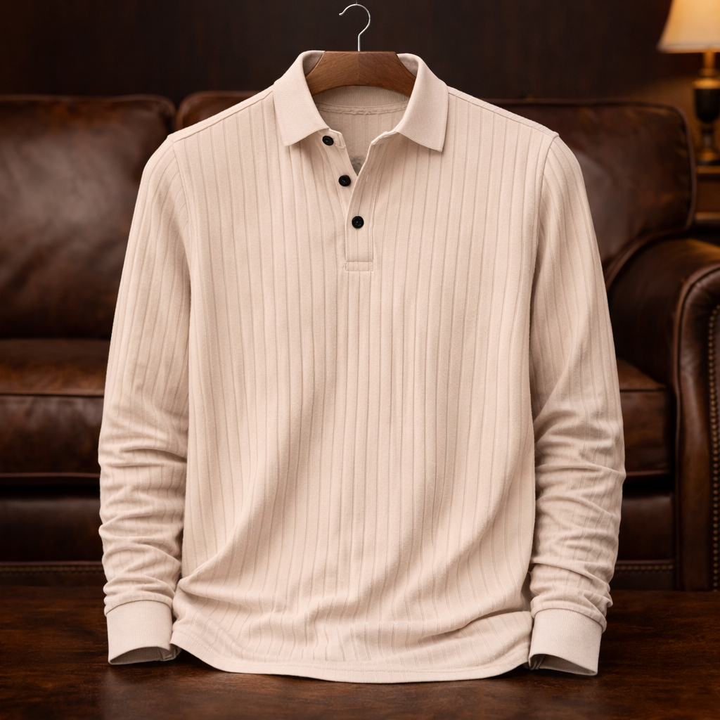 Encinitas Ribbed Long-Sleeve Polo