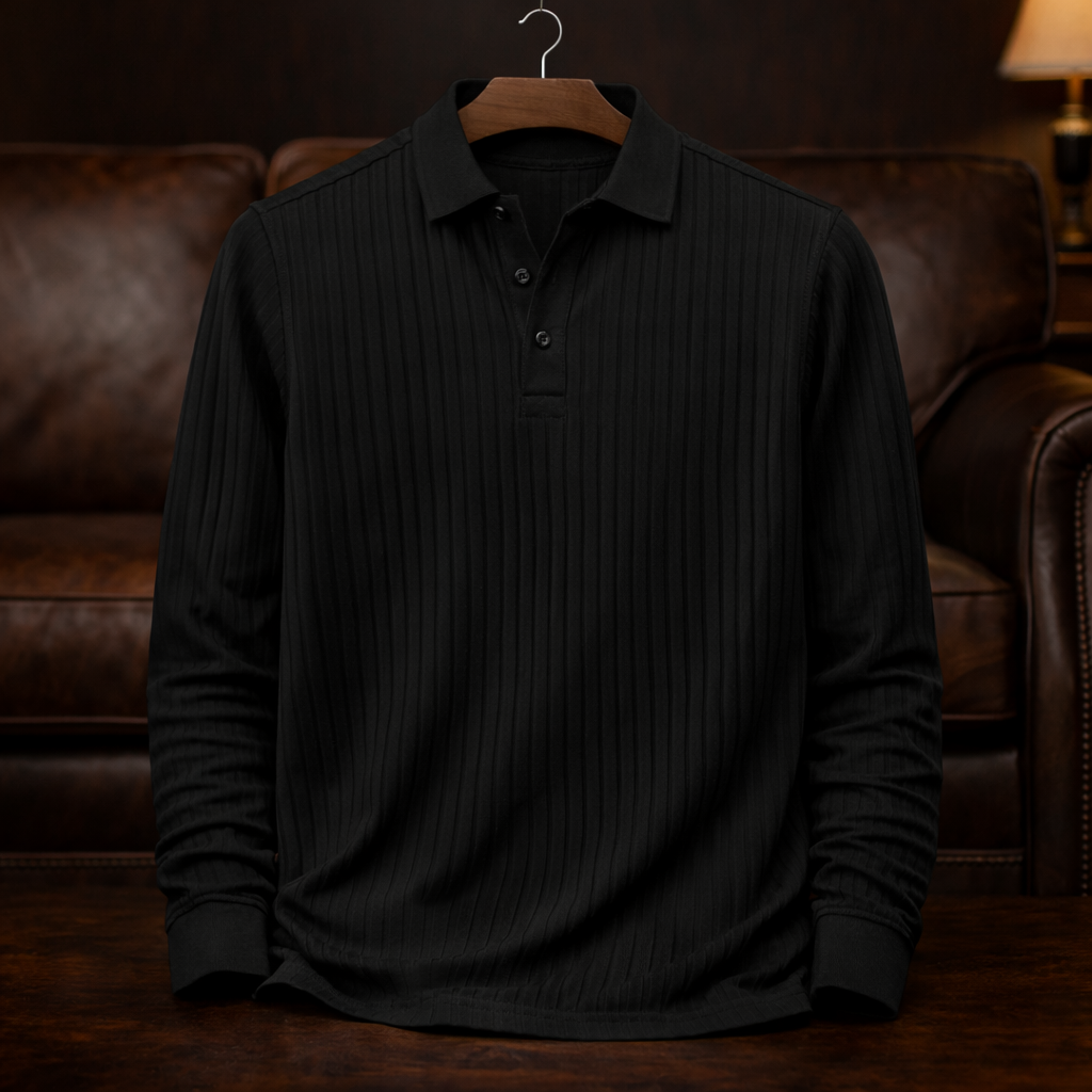 Encinitas Ribbed Long-Sleeve Polo