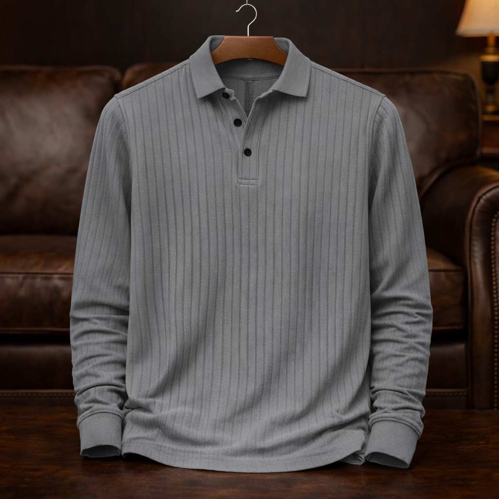 Encinitas Ribbed Long-Sleeve Polo