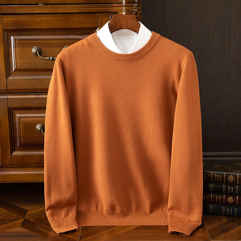 Carmel O-Neck Merino Wool Sweater