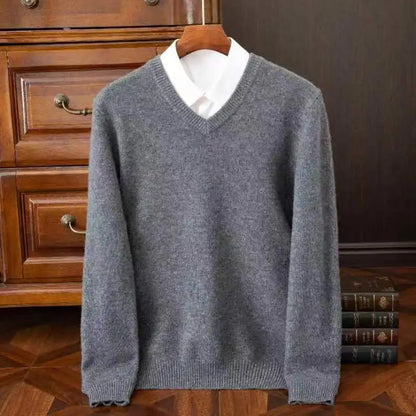 Carmel V-Neck Merino Wool Sweater
