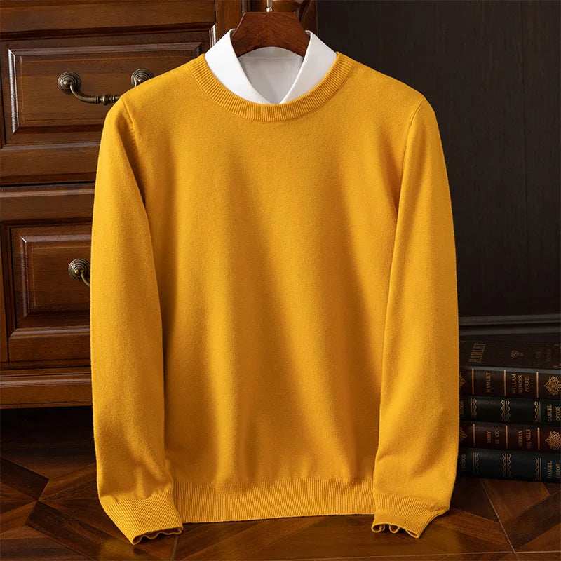 Carmel O-Neck Merino Wool Sweater