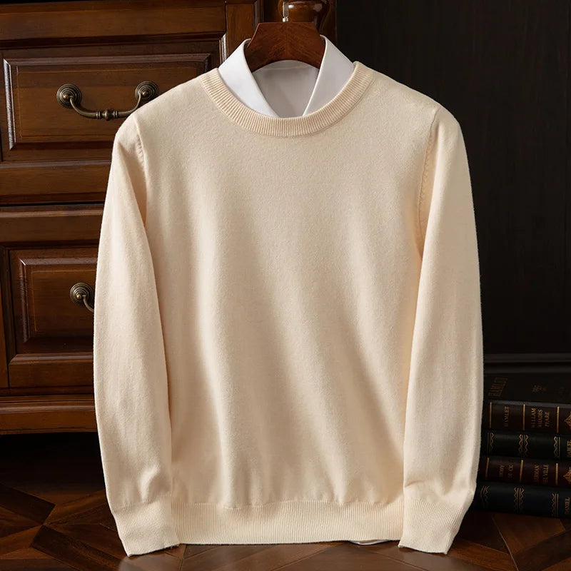 Carmel O-Neck Merino Wool Sweater