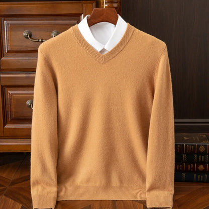 Carmel V-Neck Merino Wool Sweater