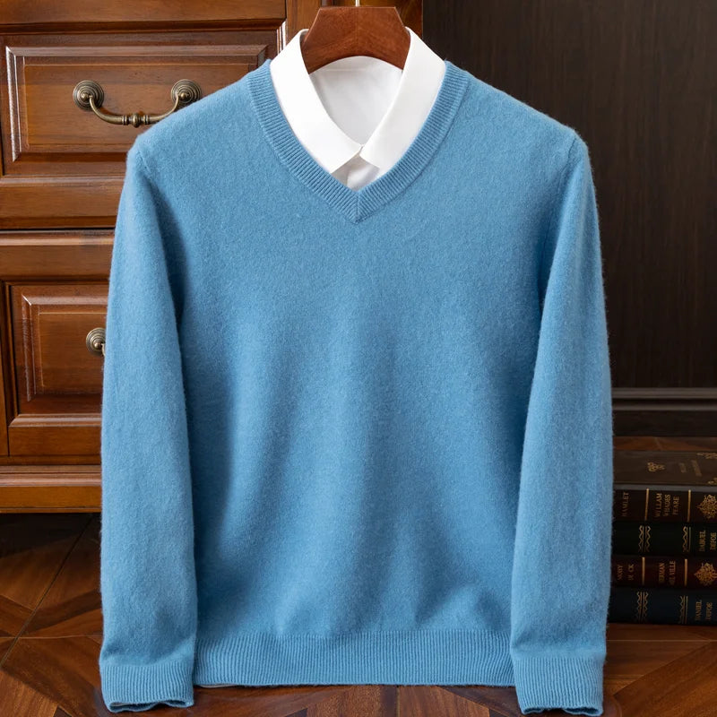 Carmel V-Neck Merino Wool Sweater