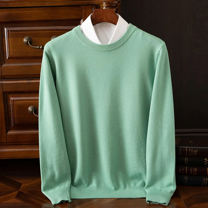 Carmel O-Neck Merino Wool Sweater