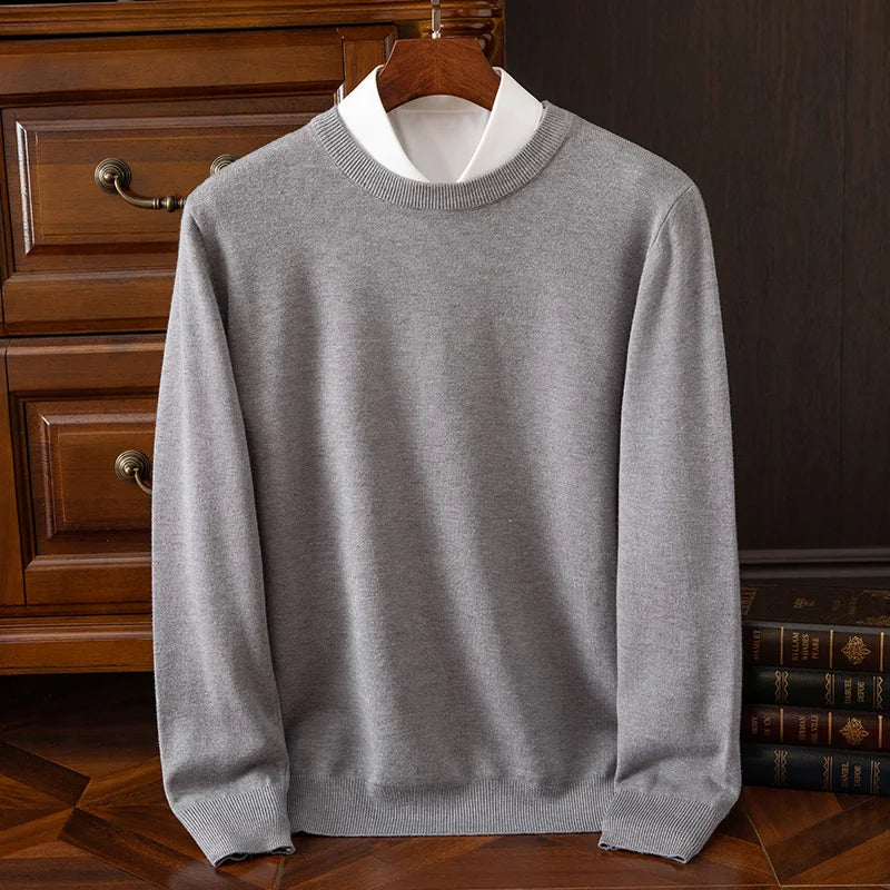 Carmel O-Neck Merino Wool Sweater