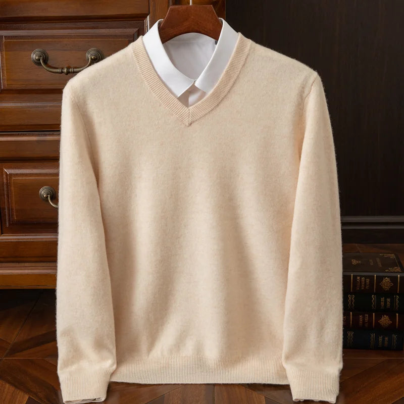 Carmel V-Neck Merino Wool Sweater