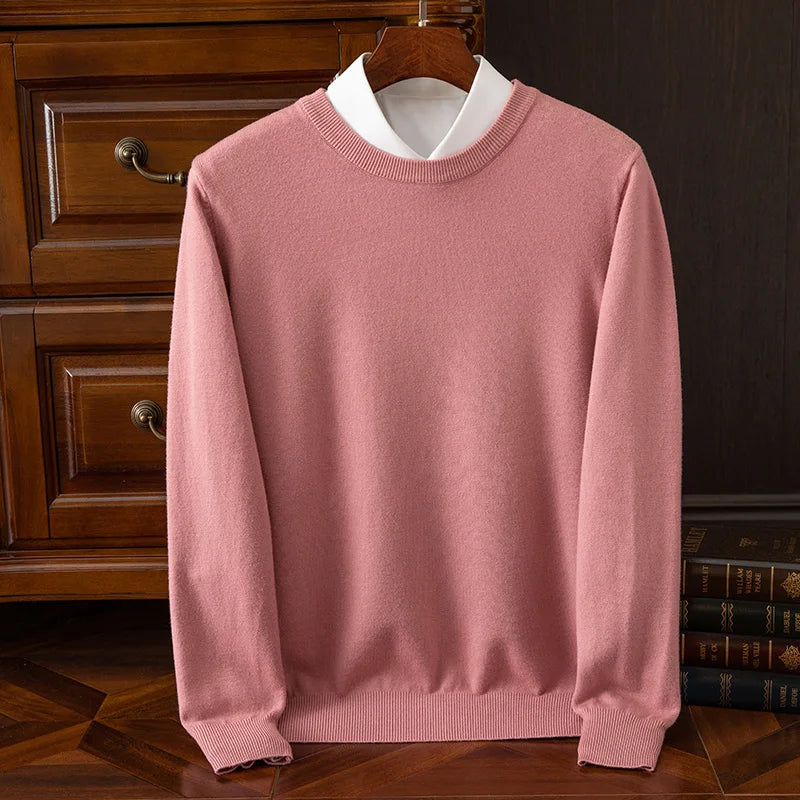 Carmel O-Neck Merino Wool Sweater